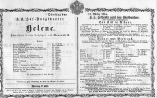 Theaterzettel (Oper und Burgtheater in Wien) 18550313 Seite: 1