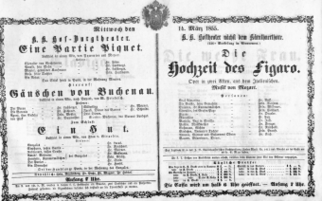 Theaterzettel (Oper und Burgtheater in Wien) 18550314 Seite: 1