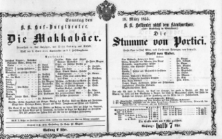 Theaterzettel (Oper und Burgtheater in Wien) 18550318 Seite: 1