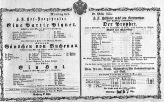 Theaterzettel (Oper und Burgtheater in Wien) 18550319 Seite: 1