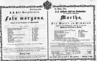 Theaterzettel (Oper und Burgtheater in Wien) 18550323 Seite: 1
