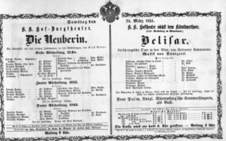 Theaterzettel (Oper und Burgtheater in Wien) 18550324 Seite: 1