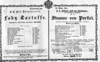 Theaterzettel (Oper und Burgtheater in Wien) 18550329 Seite: 1