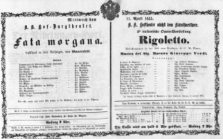 Theaterzettel (Oper und Burgtheater in Wien) 18550411 Seite: 1