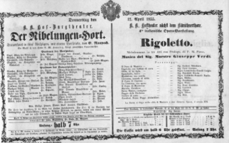 Theaterzettel (Oper und Burgtheater in Wien) 18550412 Seite: 1