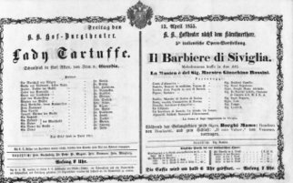 Theaterzettel (Oper und Burgtheater in Wien) 18550413 Seite: 1