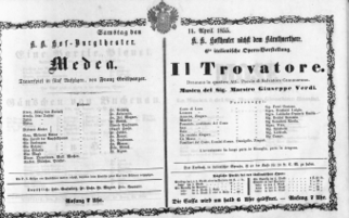 Theaterzettel (Oper und Burgtheater in Wien) 18550414 Seite: 1