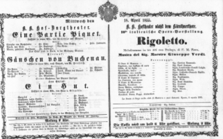 Theaterzettel (Oper und Burgtheater in Wien) 18550418 Seite: 1