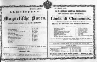 Theaterzettel (Oper und Burgtheater in Wien) 18550424 Seite: 1