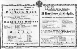 Theaterzettel (Oper und Burgtheater in Wien) 18550425 Seite: 1