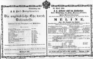 Theaterzettel (Oper und Burgtheater in Wien) 18550426 Seite: 1