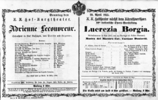 Theaterzettel (Oper und Burgtheater in Wien) 18550429 Seite: 1