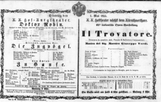 Theaterzettel (Oper und Burgtheater in Wien) 18550501 Seite: 1