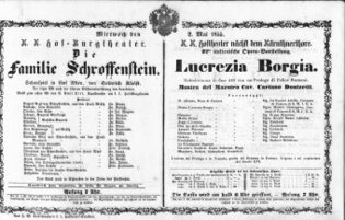 Theaterzettel (Oper und Burgtheater in Wien) 18550502 Seite: 1