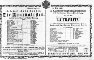 Theaterzettel (Oper und Burgtheater in Wien) 18550505 Seite: 1