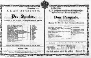 Theaterzettel (Oper und Burgtheater in Wien) 18550506 Seite: 1