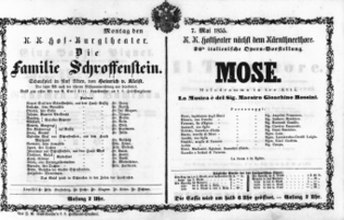 Theaterzettel (Oper und Burgtheater in Wien) 18550507 Seite: 1