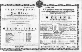 Theaterzettel (Oper und Burgtheater in Wien) 18550511 Seite: 1