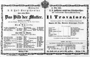 Theaterzettel (Oper und Burgtheater in Wien) 18550514 Seite: 1