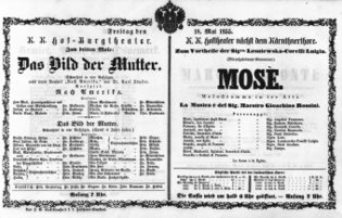 Theaterzettel (Oper und Burgtheater in Wien) 18550518 Seite: 1