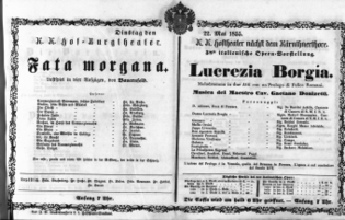 Theaterzettel (Oper und Burgtheater in Wien) 18550522 Seite: 1