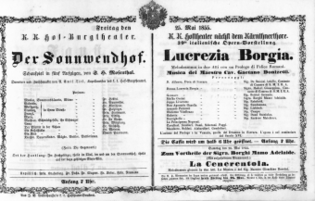 Theaterzettel (Oper und Burgtheater in Wien) 18550525 Seite: 1