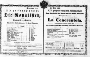 Theaterzettel (Oper und Burgtheater in Wien) 18550529 Seite: 1