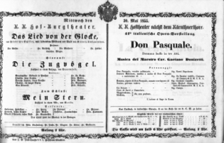 Theaterzettel (Oper und Burgtheater in Wien) 18550530 Seite: 1