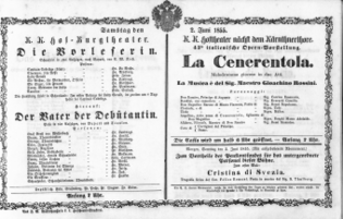 Theaterzettel (Oper und Burgtheater in Wien) 18550602 Seite: 1