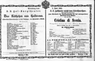 Theaterzettel (Oper und Burgtheater in Wien) 18550603 Seite: 1