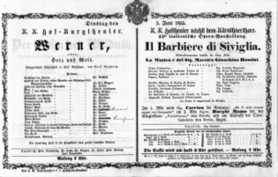 Theaterzettel (Oper und Burgtheater in Wien) 18550605 Seite: 1