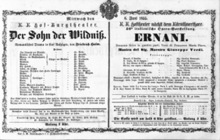 Theaterzettel (Oper und Burgtheater in Wien) 18550606 Seite: 1
