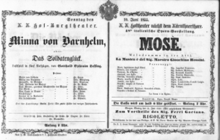 Theaterzettel (Oper und Burgtheater in Wien) 18550610 Seite: 1
