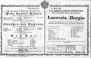 Theaterzettel (Oper und Burgtheater in Wien) 18550612 Seite: 1