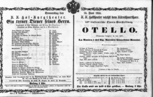 Theaterzettel (Oper und Burgtheater in Wien) 18550614 Seite: 1