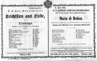 Theaterzettel (Oper und Burgtheater in Wien) 18550616 Seite: 1