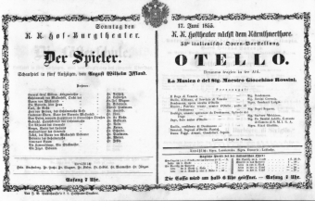 Theaterzettel (Oper und Burgtheater in Wien) 18550617 Seite: 1