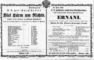 Theaterzettel (Oper und Burgtheater in Wien) 18550619 Seite: 1