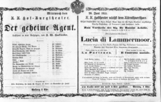 Theaterzettel (Oper und Burgtheater in Wien) 18550620 Seite: 1