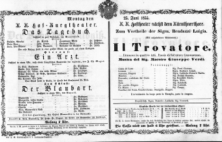 Theaterzettel (Oper und Burgtheater in Wien) 18550625 Seite: 1