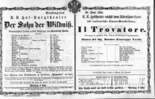 Theaterzettel (Oper und Burgtheater in Wien) 18550626 Seite: 1
