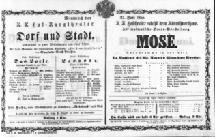 Theaterzettel (Oper und Burgtheater in Wien) 18550627 Seite: 1