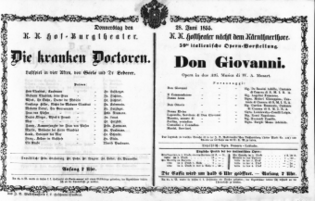 Theaterzettel (Oper und Burgtheater in Wien) 18550628 Seite: 1