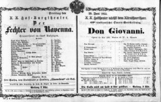 Theaterzettel (Oper und Burgtheater in Wien) 18550629 Seite: 1