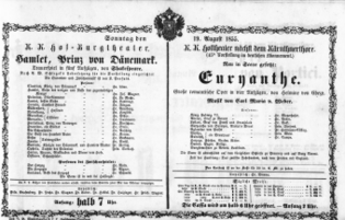 Theaterzettel (Oper und Burgtheater in Wien) 18550819 Seite: 1