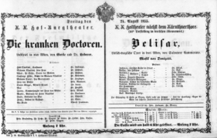 Theaterzettel (Oper und Burgtheater in Wien) 18550824 Seite: 1