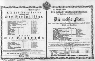 Theaterzettel (Oper und Burgtheater in Wien) 18550825 Seite: 1