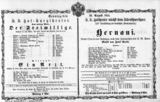 Theaterzettel (Oper und Burgtheater in Wien) 18550826 Seite: 1