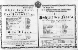 Theaterzettel (Oper und Burgtheater in Wien) 18550829 Seite: 1