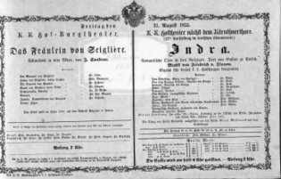 Theaterzettel (Oper und Burgtheater in Wien) 18550831 Seite: 1